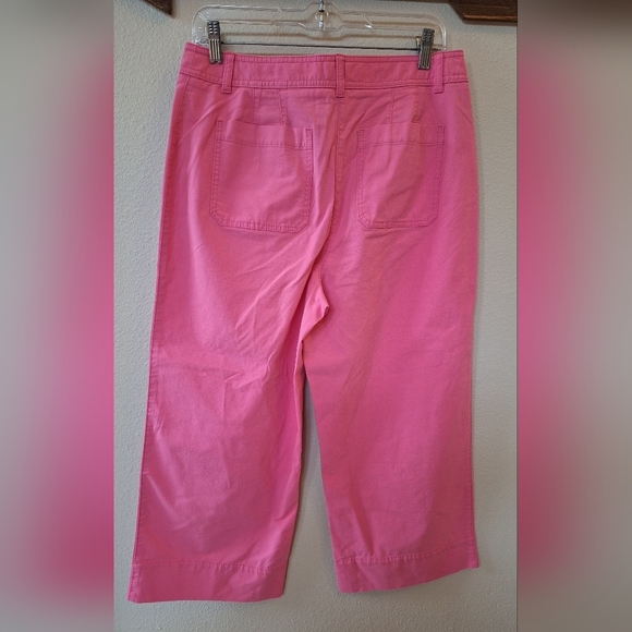 Talbots Womens Pink Geranium Wide Leg Cropped Pants Size 8P - Picture 9 of 10